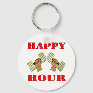 Weightlifting Happy Hour Dumbbells Keychain