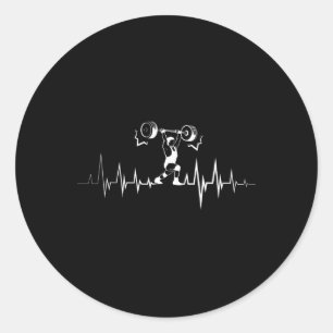 Weightlifting Heartbeat Workout Exercise Classic Round Sticker