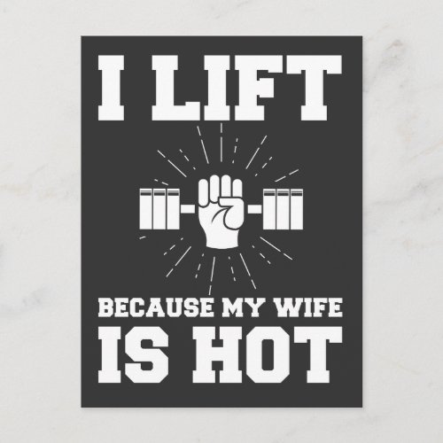 Weightlifting Husband Workout Lifting Wife is Hot Postcard