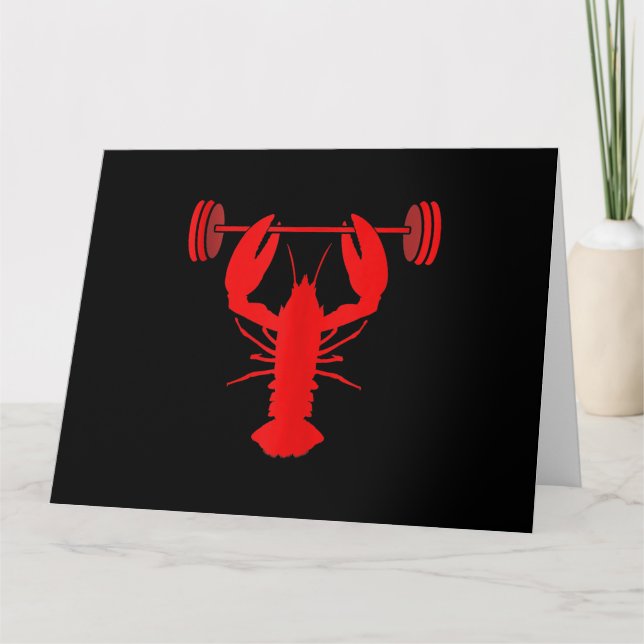 Weightlifting Lobster Bodybuilder At Gym Card (Front)