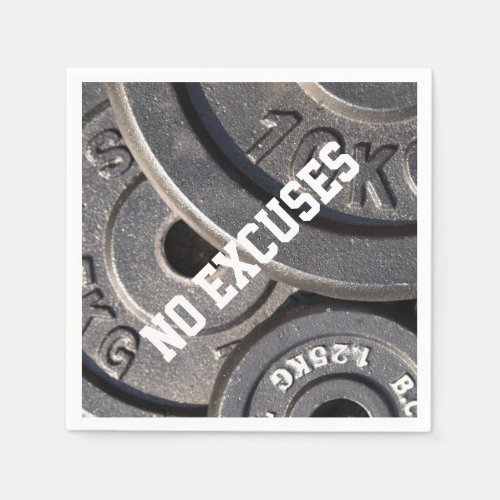 Weightlifting Plates No Excuses Paper Napkins
