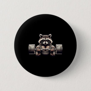 Weightlifting Ripped Raccoon Gym Workout Muscled R Button