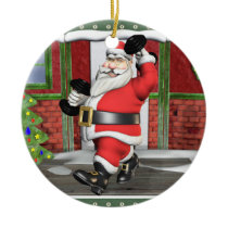 Weightlifting Santa Ceramic Ornament Weightlifting Santa Ceramic Ornament