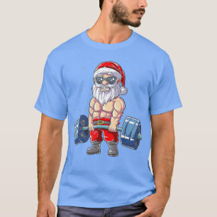 Weightlifting Santa Claus Christmas Fitness Gym T-Shirt