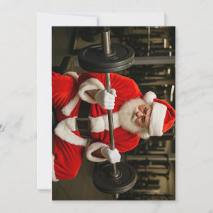Weightlifting Santa Holiday Card