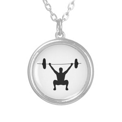 Weightlifting Silver Plated Necklace