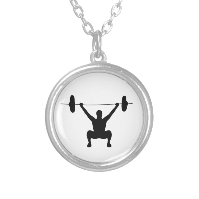 Weightlifting Silver Plated Necklace (Front)