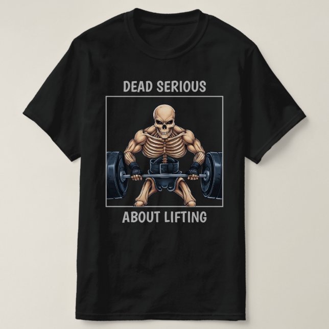 Weightlifting Skeleton Black T-Shirt (Design Front)