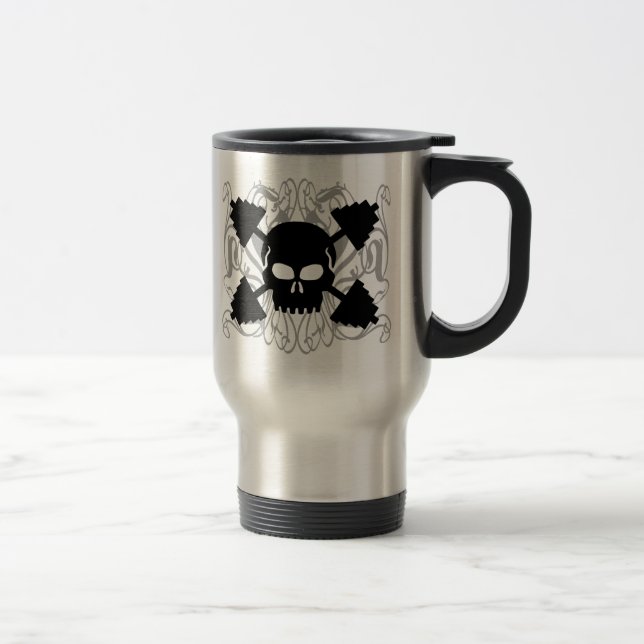 Weightlifting Skull Travel Mug (Right)