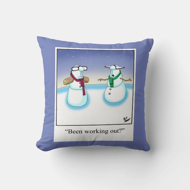 Weightlifting Snowman Humor Pillow Gift (Front)