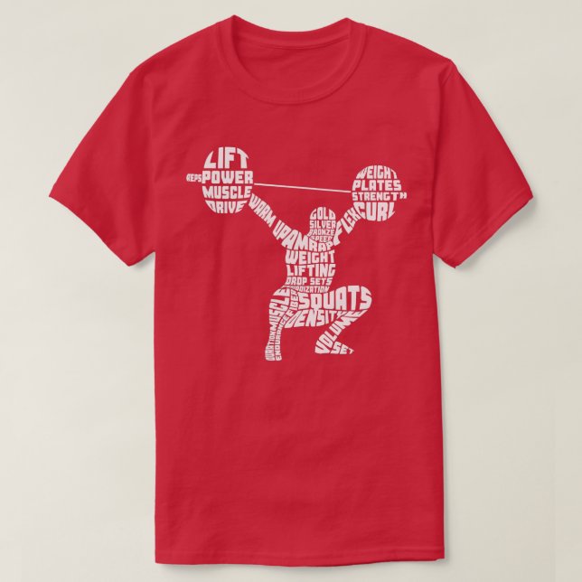 Weightlifting Typography Fitness Gym Word Art  T-Shirt (Design Front)
