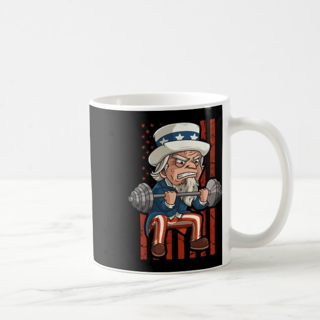 Weightlifting Uncle Sam Patriotic 4th Of July Gym  Coffee Mug (Right)