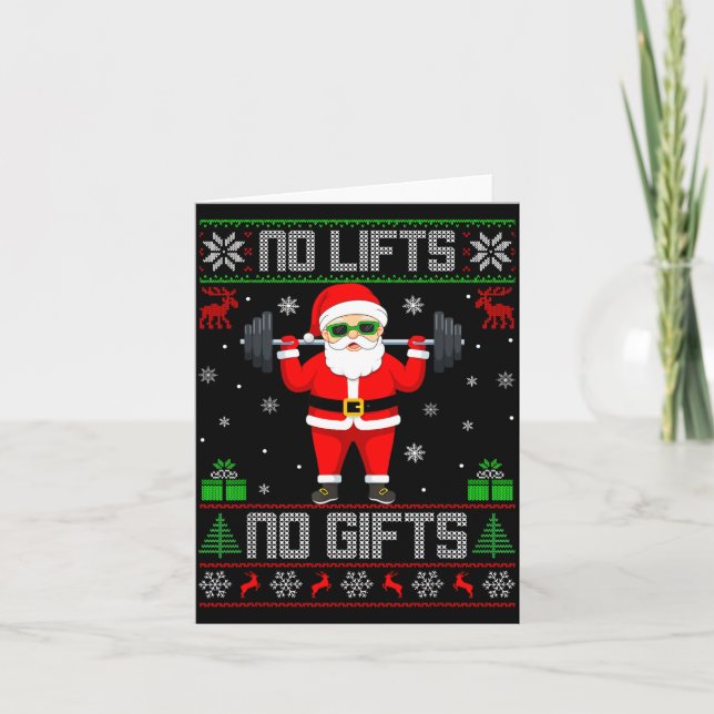 Weightlifting Workout Gym Santa Christmas Ugly Swe Card (Front)