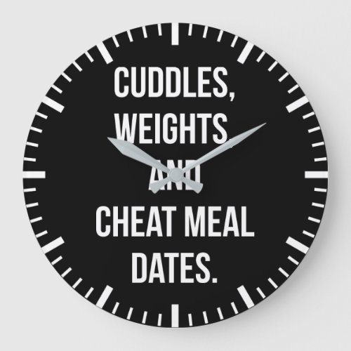 Weights Cuddles Cheat Meal Dates _ Novelty Gym Large Clock