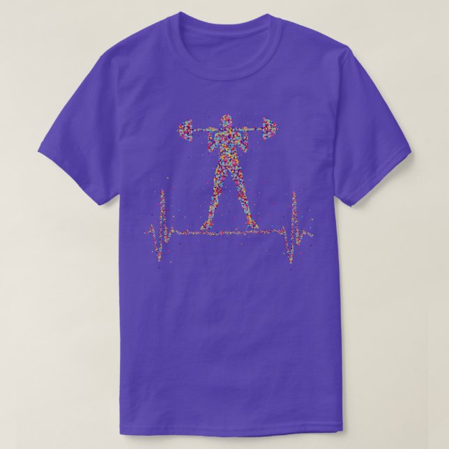 Weights Heartbeat Bodybuilding Fitness T-Shirt (Design Front)