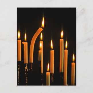 Weihnacht,Advent, brennende orange Kerzen festlich Postcard