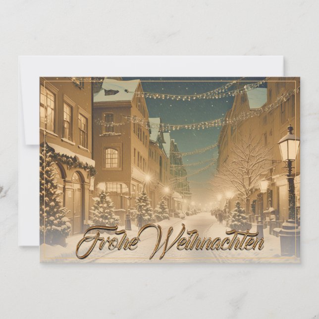 Weihnachtlich verschneite Straßen einer Innenstadt (Front)