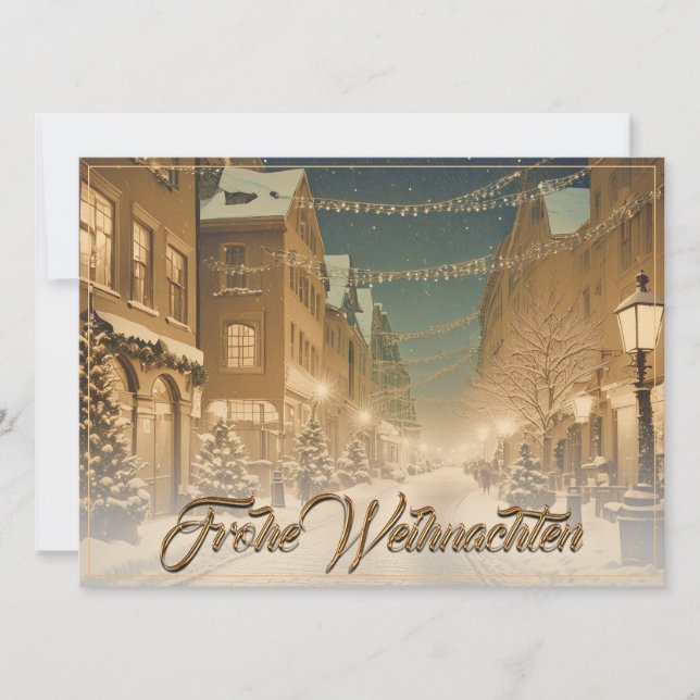 Weihnachtlich verschneite Straßen einer Innenstadt (Front)