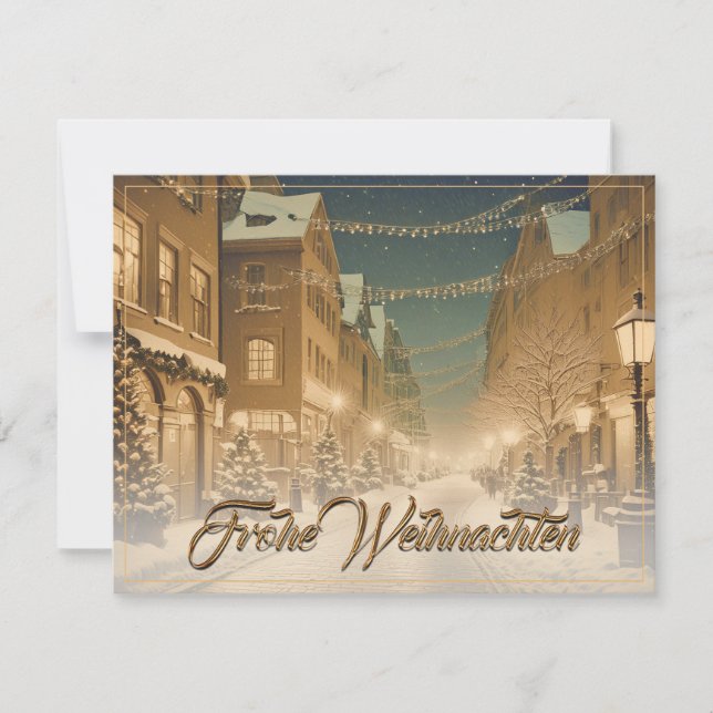 Weihnachtlich verschneite Straßen einer Innenstadt (Front)