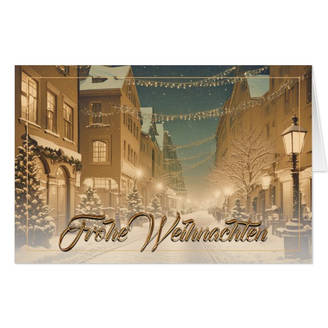 Weihnachtlich verschneite Straßen einer Innenstadt Card (Front Horizontal)