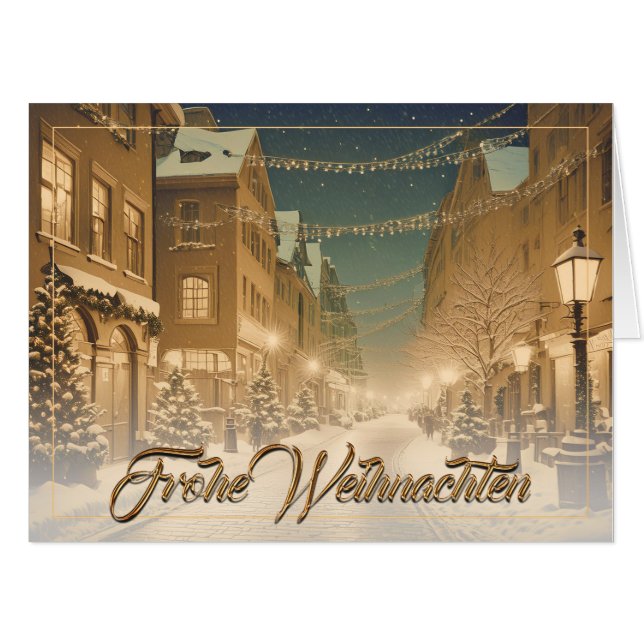 Weihnachtlich verschneite Straßen einer Innenstadt Card (Front Horizontal)