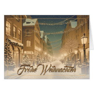 Weihnachtlich verschneite Straßen einer Innenstadt Card