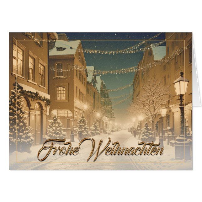 Weihnachtlich verschneite Straßen einer Innenstadt Card (Front Horizontal)