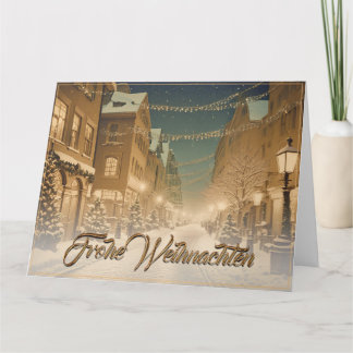 Weihnachtlich verschneite Straßen einer Innenstadt Card