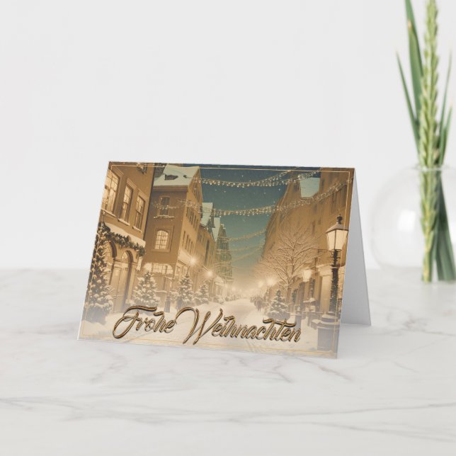 Weihnachtlich verschneite Straßen einer Innenstadt Card (Front)