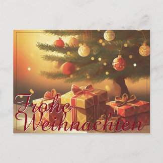 Weihnachtsbaum mit goldenen Geschenken Holiday Postcard