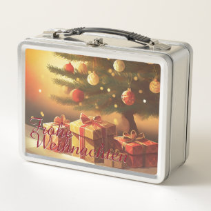 Weihnachtsbaum mit goldenen Geschenken Metal Lunch Box
