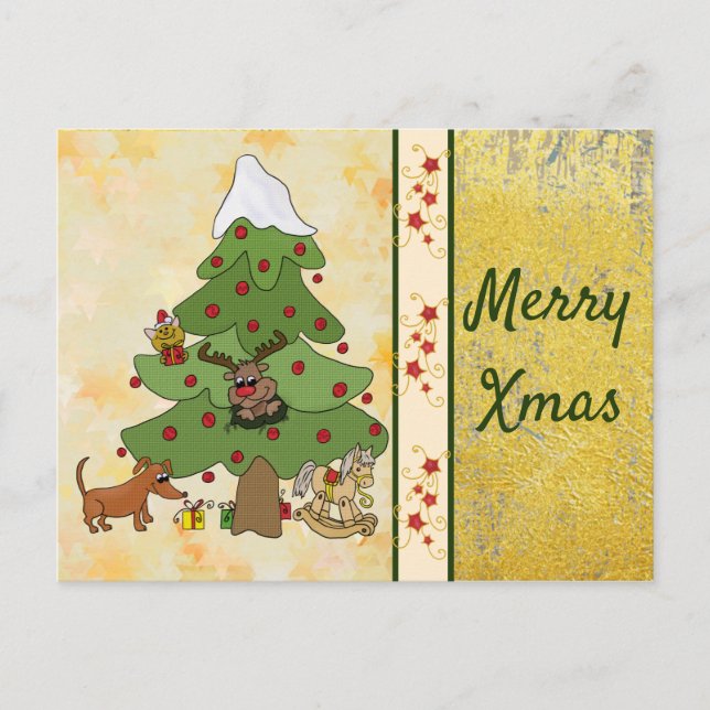 Weihnachtsbaum mit Hund Postcard (Front)