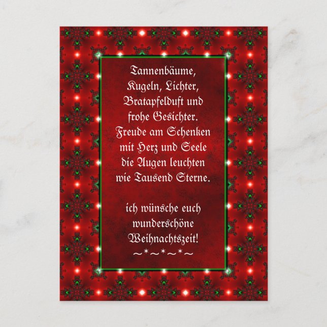 Weihnachtsgedicht Deutsch , Add Your Text Postcard (Front)