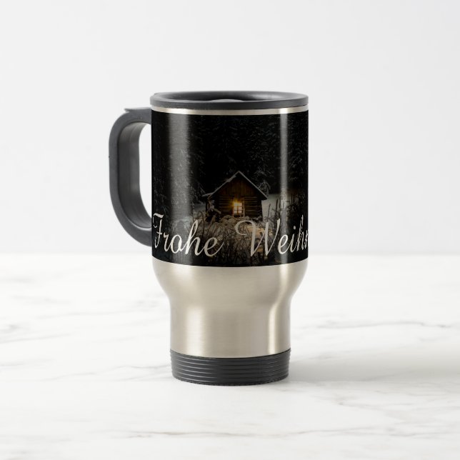 Weihnachtsgrüße mit Hexenhaus Travel Mug (Front Left)