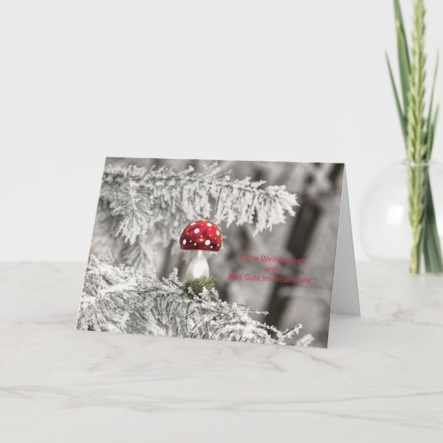 Weihnachtskarte Christbaum Fliegenpilz Holiday Card (Front)