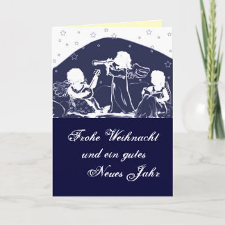 Weihnachtskarte: Engel musizieren blau Holiday Card