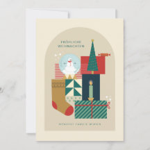 Weihnachtskarte Mit Verschiedenen Gegensteanden