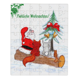 Weihnachtsmann Kaninchen Fox Eichhörnchen, Deutsch Jigsaw Puzzle