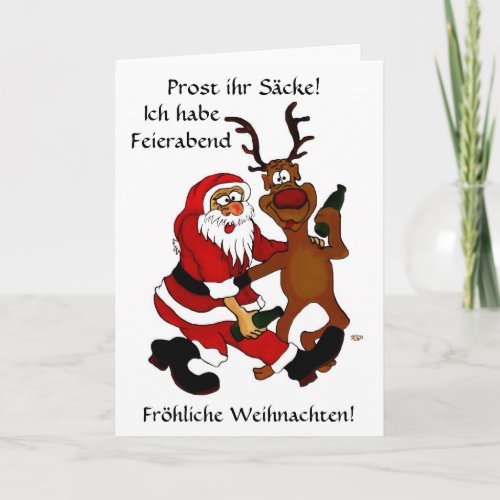 Weihnachtsmann mit Elch Holiday Card