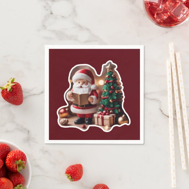 Weihnachtsmann mit Tannenbaum in 3D -  Napkins (Insitu)