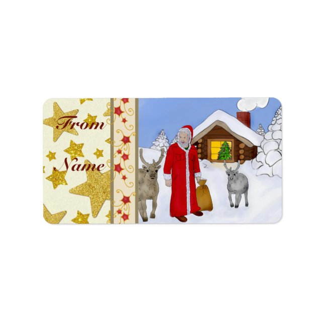 Weihnachtsmann Rechteckiger Aufkleber Label (Front)