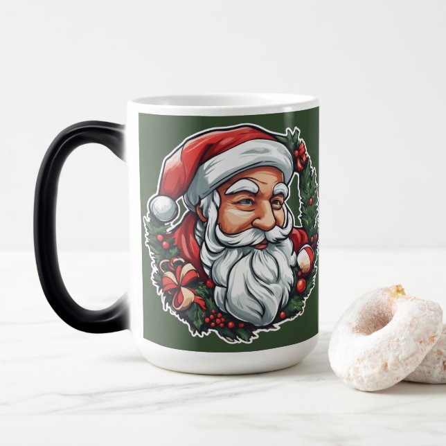 Weihnachtsmannkopf mit Kranz -  Color Morph Mug (With Donut)
