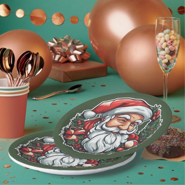 Weihnachtsmannkopf mit Kranz -  Paper Plates (Multi)