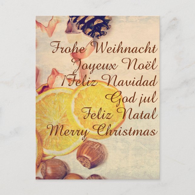Weihnachtsmotiv  mit Früchten Holiday Postcard (Front)