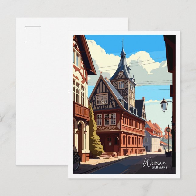 Weimar Germany Art Vintage Travel Illustration Postcard (Front/Back)