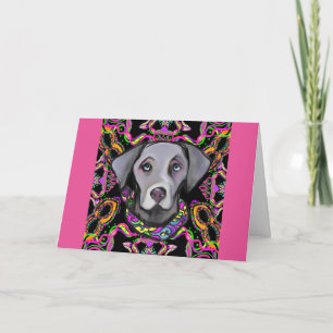 WEIMARANA MARDI GRAS CARD