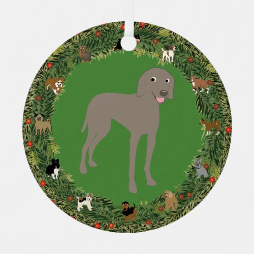 Weimaraner 2 Christmas Metal Ornament