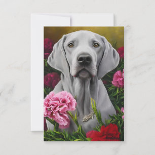 Weimaraner 3 x 5 Flat Thank-You Card (Blank) 