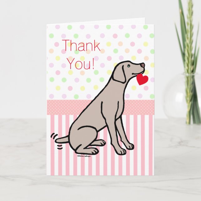 Weimaraner and Heart Thank You Card (Front)