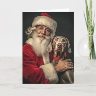 Weimaraner and Santa Holiday Card
